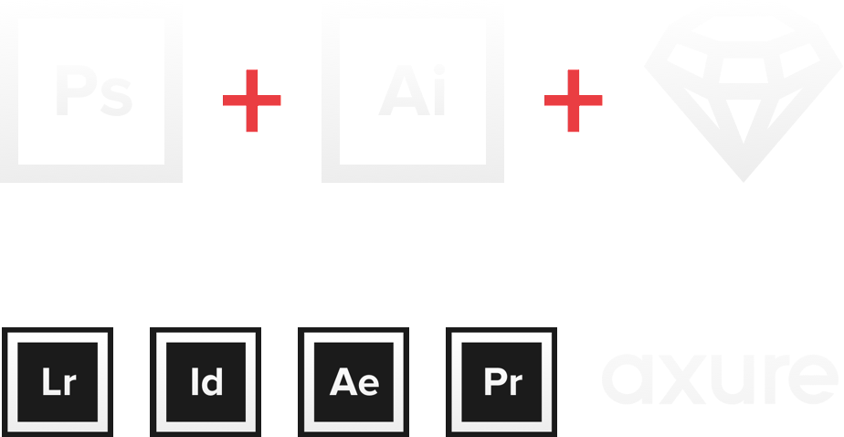 Je maitrise les logiciels Photoshop, Illustrator, Sketch, Lightroom, InDesign, After Effects, Premiere Pro et Axure